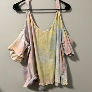 Faded tye dye off the shoulder shirt